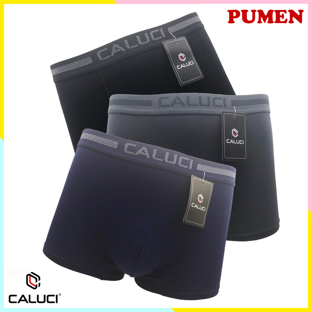 Combo 3 Quần Lót Nam Boxer Chất Liệu Sợi Sồi Cao Cấp CALUCI CBX 08, Mềm Mịn, An Toàn, Thân Thiện Với Làn Da (Giao Màu Ngẫu Nhiên) - Hàng Chính Hãng