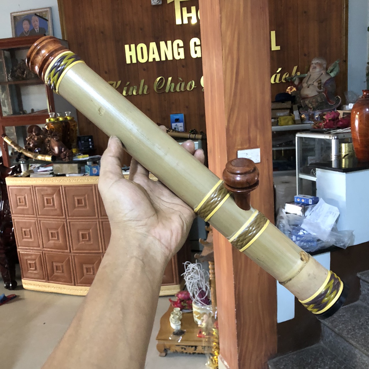 Điếu nữa chống đổ nước 45cm-50cm kèm bao da.nút nõ nhấc tàn