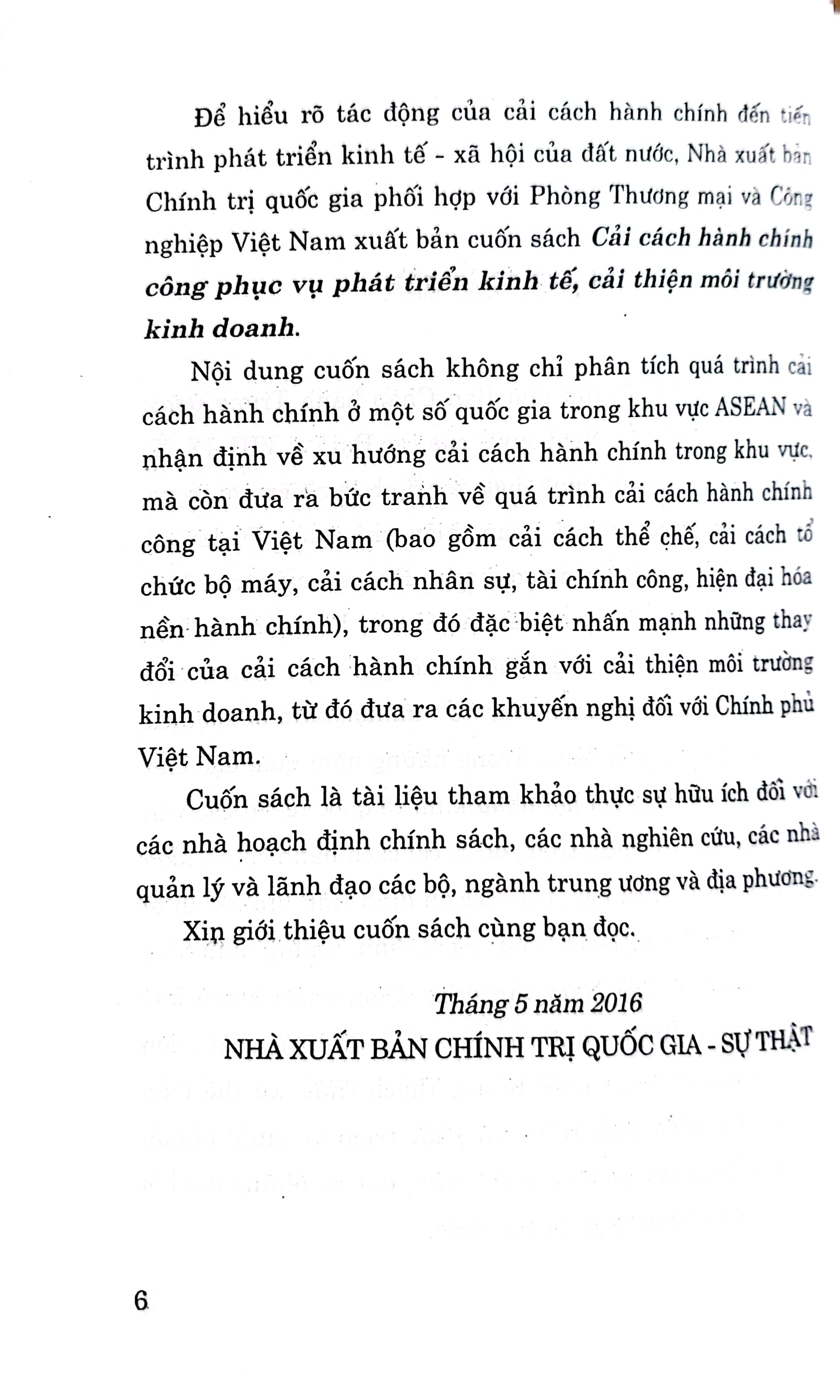 Cải cách hành chính công phục vụ phát triển kinh tế cải thiện môi trường kinh doanh