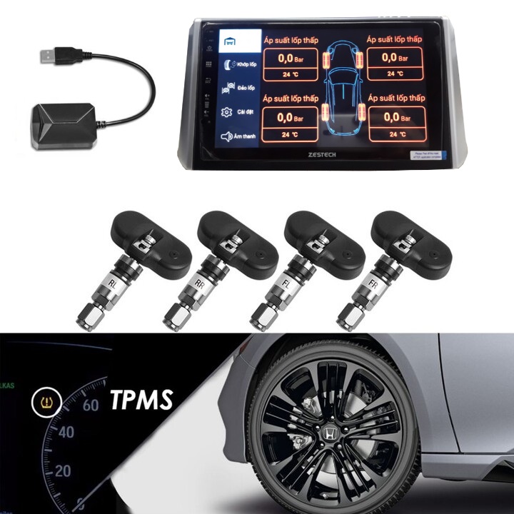 Bộ cảm biến áp suất lốp trong TPMS dùng cho ô tô màn hình DVD Android