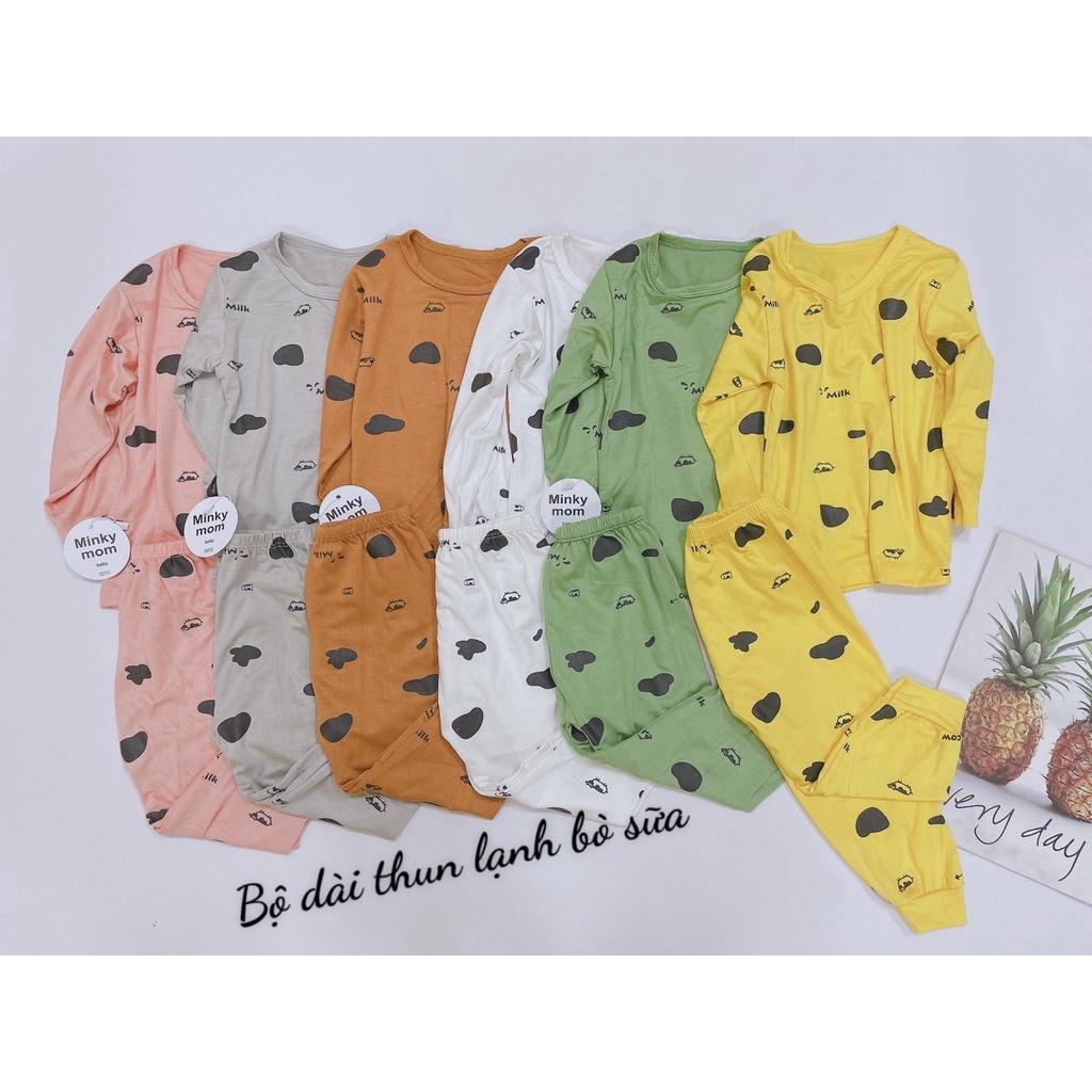 Bộ Dài Tay THUN LẠNH Màu Trơn Họa Tiết Bò Sữa Cho Bé TD-TR012