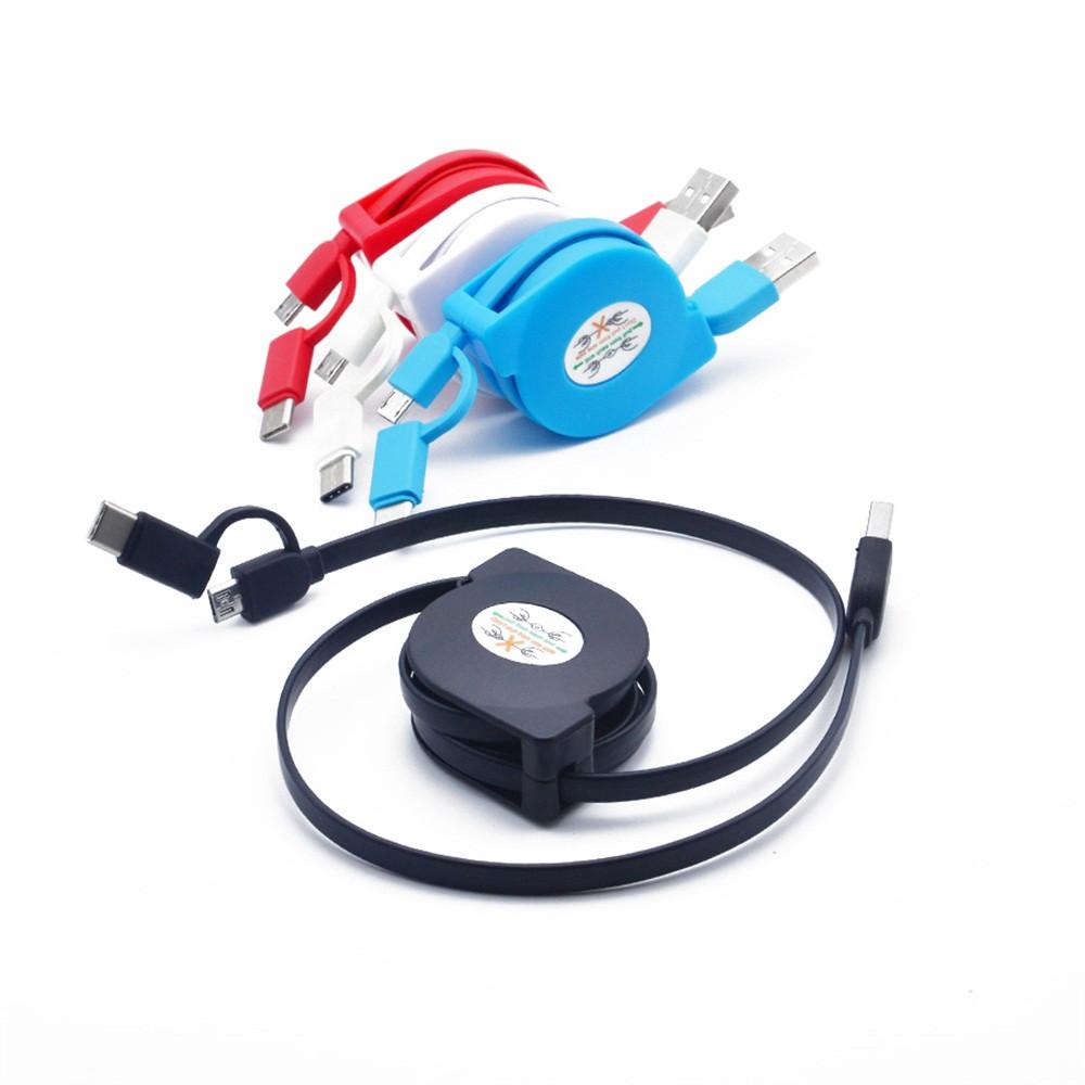 Thước cuộn Cáp đồng bộ dữ liệu USB 2 trong 1 cho bộ sạc Android Type C Thời trang Micro Cáp USB đa năng có thể thu vào Mới 100cm Màu sắc: C