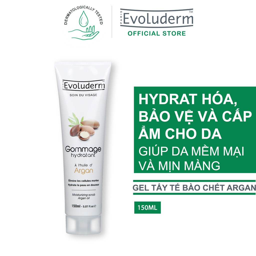 Kem tẩy tế bào chết cho da mặt Evoluderm chiết xuất tinh dầu Argan 150ml