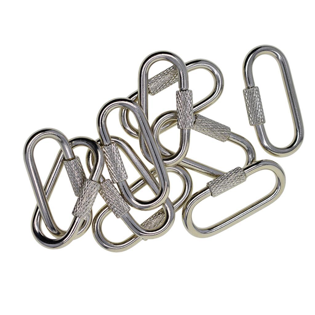 10Pcs Outdoor Climbing Carabiner Stainless Steel Hook,Camping Sport