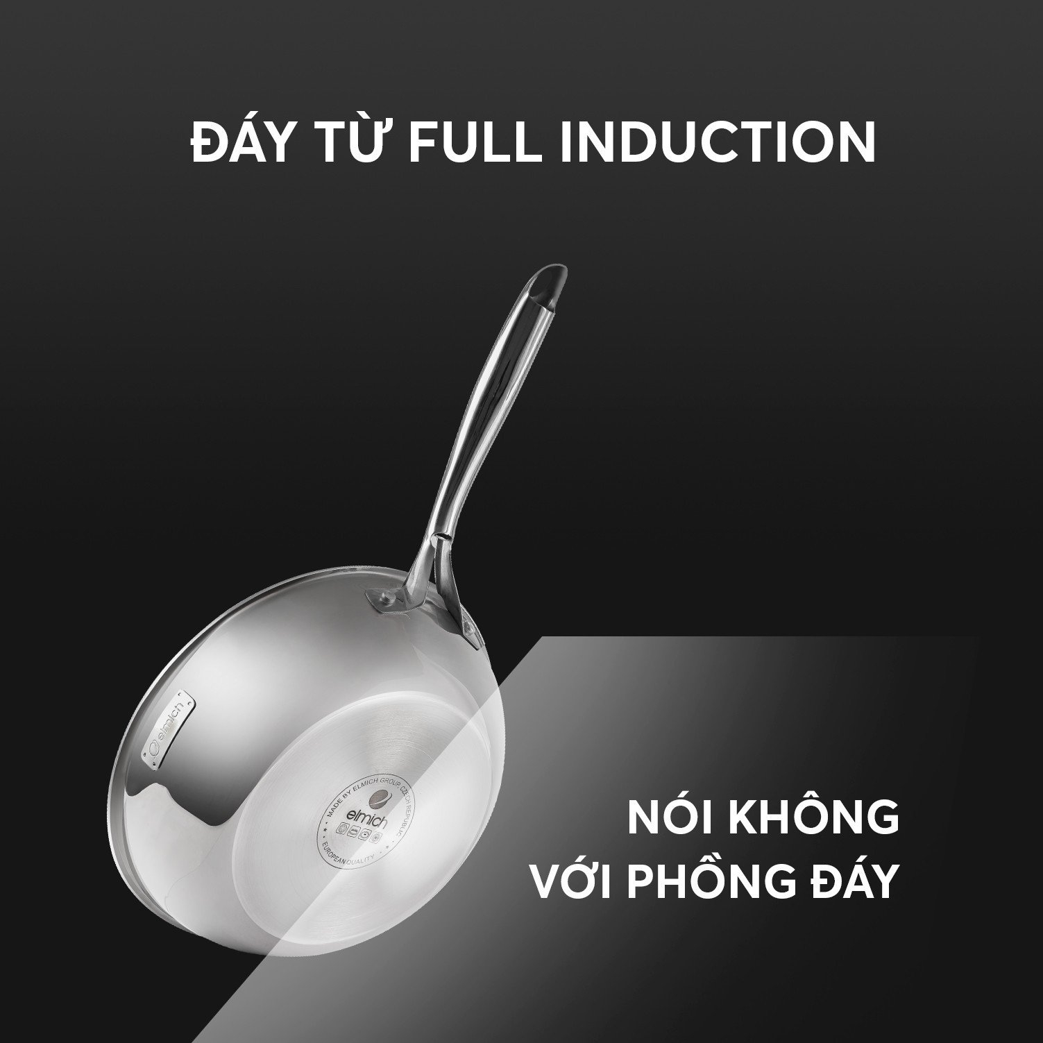 Chảo Inox nguyên khối, chống dính vân đá 3D Elmich Trimax EL22417OL size