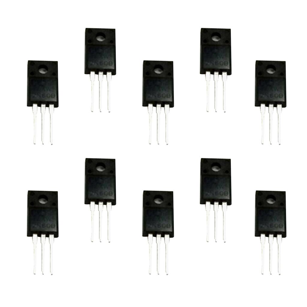 10 Chiếc 2A 600V 2N60 MOSFET N Kênh Transistor Hiệu Ứng Trường TO-220F Silicon Chip đồng Khung, Kẹo Cao Su Chấ