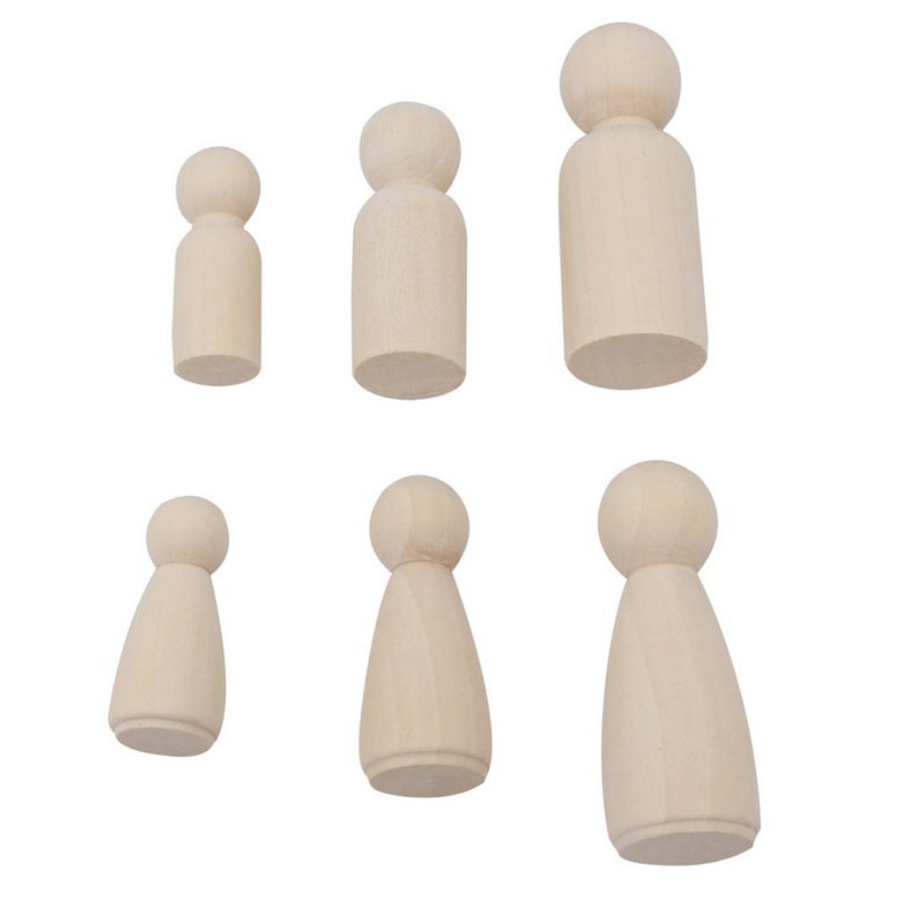 30PCS Blank Wooden Peg Family People Peg Dolls Crafts DIY Toys