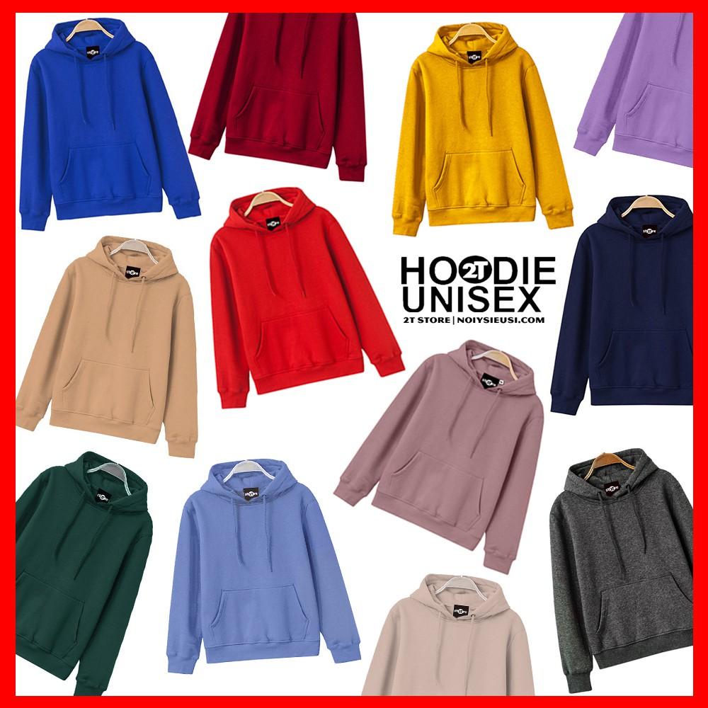 Áo Hoodie unisex 2T Store Bst màu sắc H01 đến H12 khoác nỉ chui đầu nữ nón 2 lớp dày dặn chất lượng đẹp