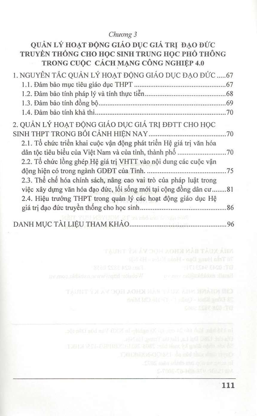 Quản Lý Hoạt Động Giáo Dục Giá Trị Đạo Đức Truyền Thống Cho Học Sinh Trung Học Phổ Thông Trong Cuộc Cách Mạng Công Nghiệp 4.0