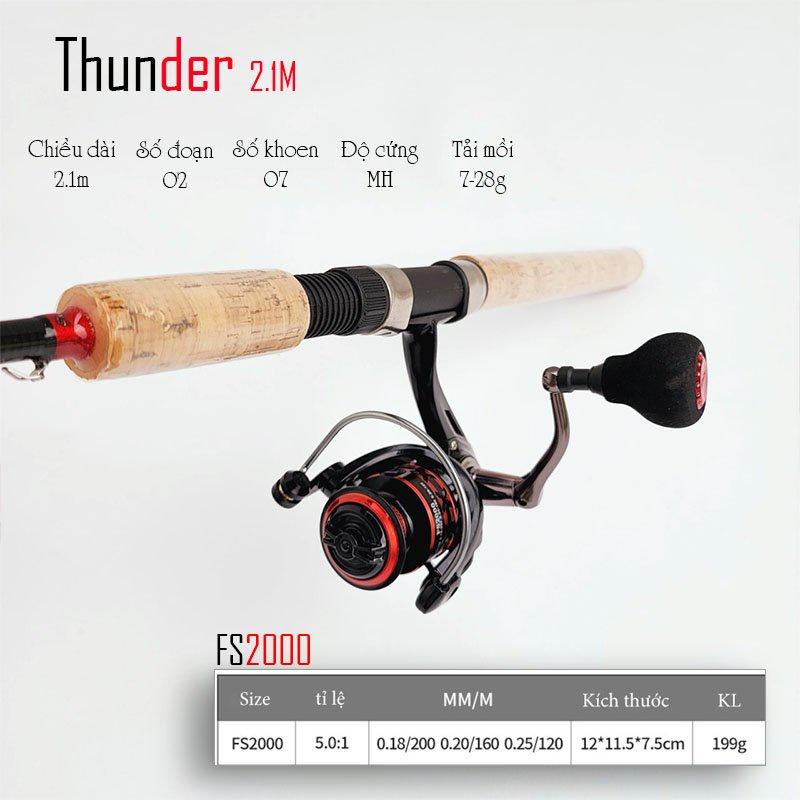 Bộ cần - Bộ cần câu lure Thunder máy đứng FS2000 tặng bộ mồi câu BCM21- Đứng