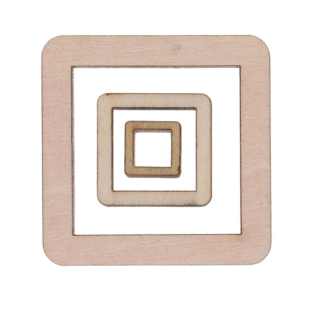 Unfinished Wood Hollow Square Wooden Pieces for Woodcraft Model Making Craft DIY Christmas Wooden Ornament
