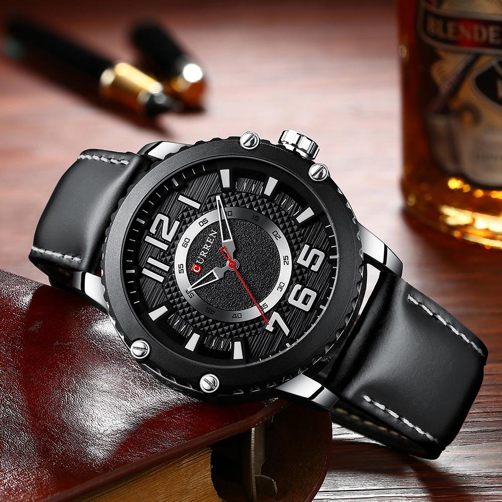 Đồng hồ đeo tay hợp kim không thấm nước Gương Hardlex dây da chính hãng CURREN 8341 Man Quartz