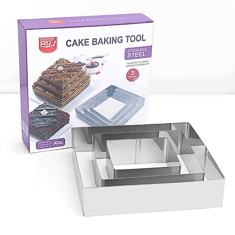 Khuôn RING Mousse Nhấn Cookies Cutter Dụng Cụ Làm Bánh Quy HÌNH CHỮ NHẬT - CBMOUS3P-V