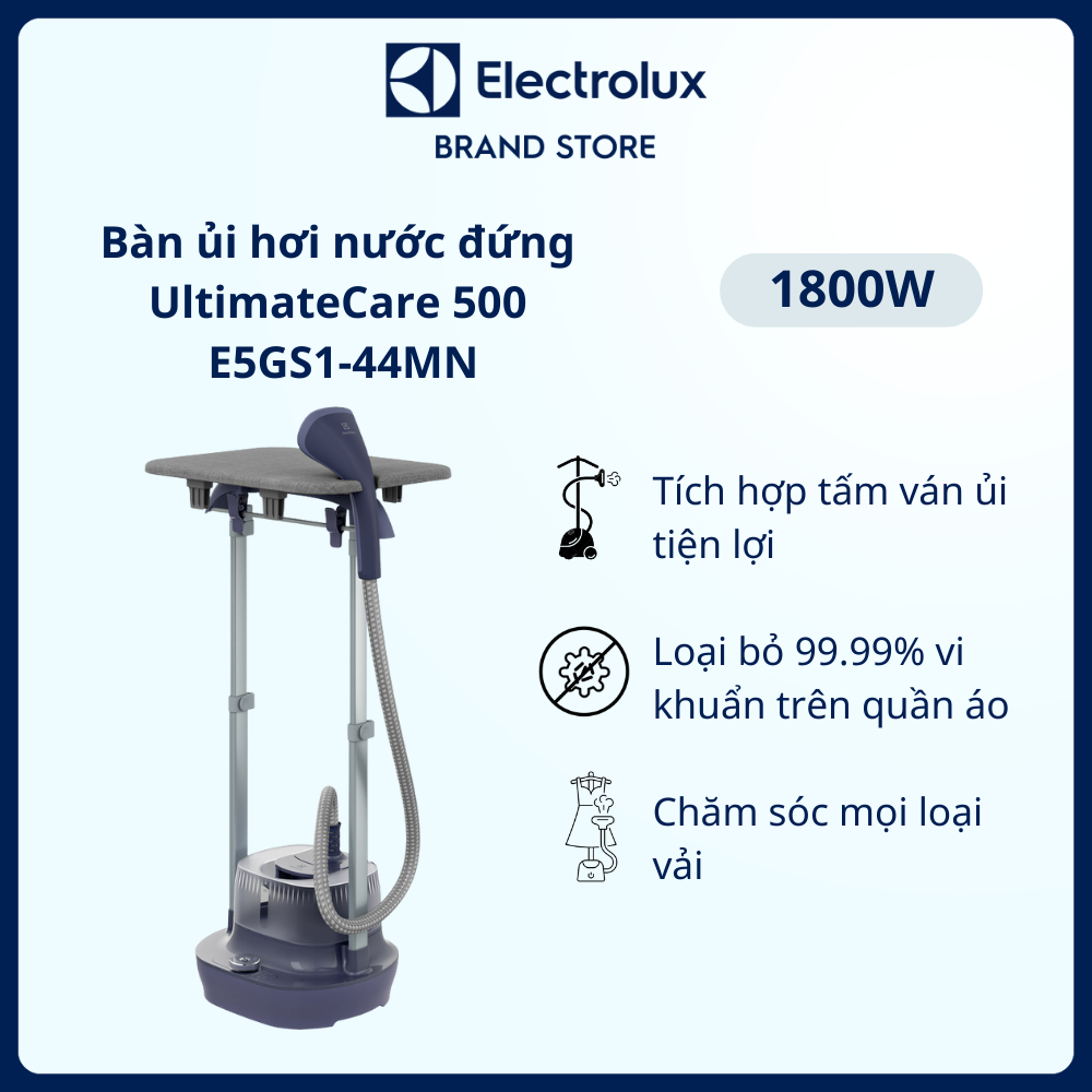 Bàn ủi hơi nước đứng Electrolux E5GS1-44MN 1800W - Tích hợp tấm ván ủi tiện lợi, loại bỏ vi khuẩn, chăm sóc mọi loại vải