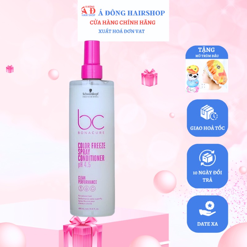 [+Mũ Trùm] Xịt dưỡng giữ màu tóc nhuộm Schwarzkopf BC Bonacure pH 4.5 Color Freeze Spray Conditioner 200ml NEW 2023