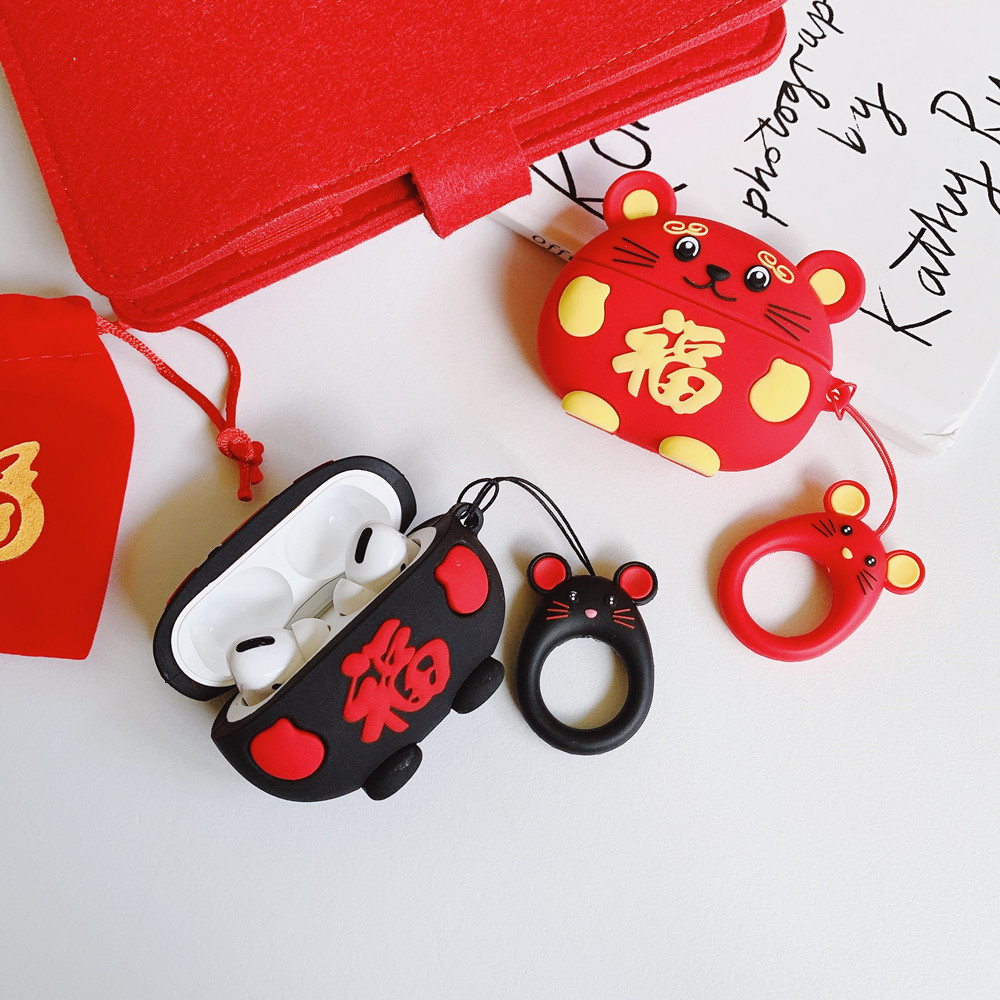 Vỏ Bao Silicon Bảo Vệ Cho Case Airpods 1/2/Pro - Hình Chuột Canh Tý 2020