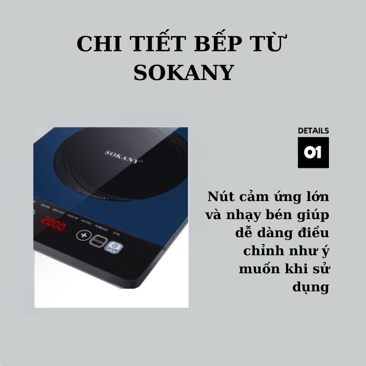 Bếp điện từ CẢM ỨNG SOKANY SK-07048 công suất 2200W, bếp từ đơn đa năng với 8 chế độ nấu - HÀNG CHÍNH HÃNG - DELIYA
