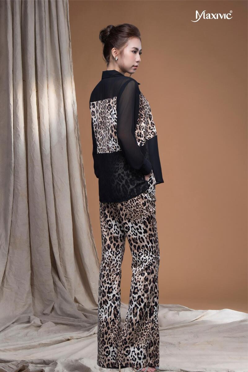 Quần tây beo lụa cát ống loe LM112430 [BST Da Beo