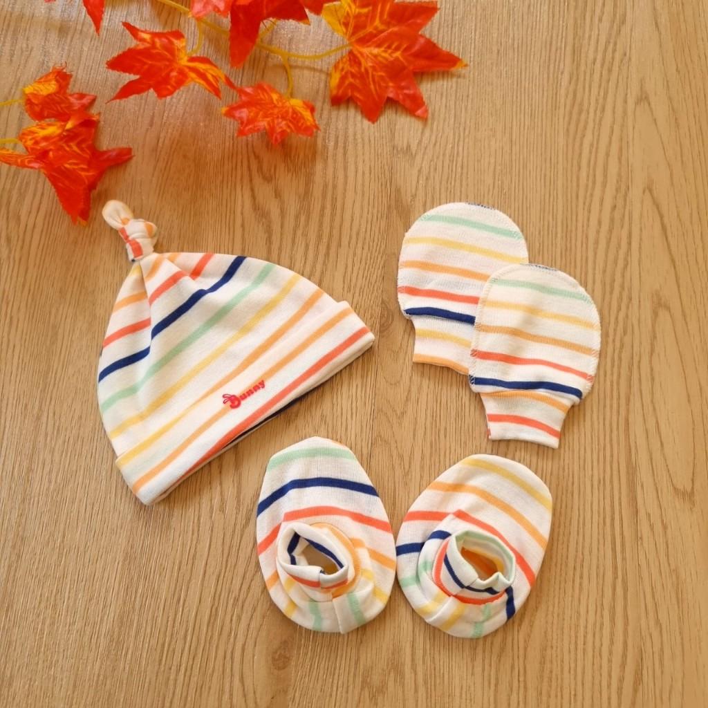 Set Nón - Bao Tay Bao Chân Chất Cotton Mềm mại, Co Giãn - BunnyBaby - Màu Trắng