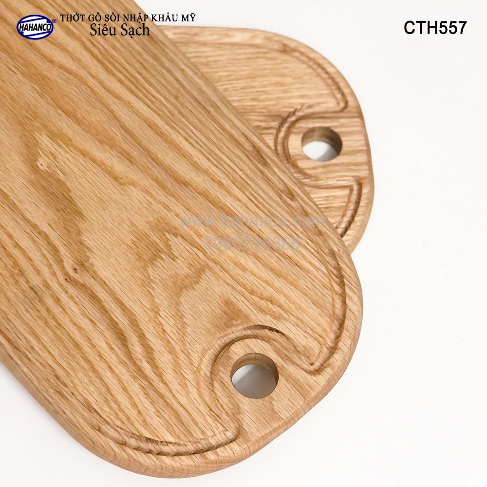 Thớt cỡ lớn gỗ Sồi Mỹ (OAK) có rãnh bao quanh tiện dụng (CTH557) hàng Xuất Khẩu Châu Âu - khay bánh mì/trái cây/ bít tết/ pizza/ phụ kiện chụp ảnh, bày món ăn trong nhà hàng - Sang trọng trên bàn ăn - HAHANCO