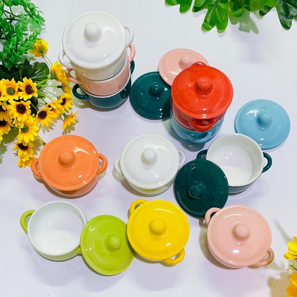 Bát Sứ Ăn Dặm Cao Cấp Có Nắp Vân Trơn