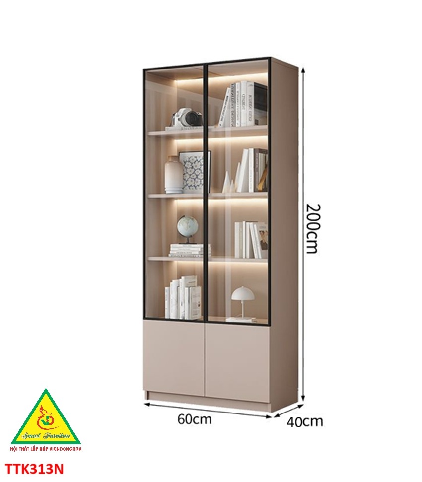 TỦ TRANG TRÍ PHÒNG KHÁCH BẰNG GỖ MDF CÁNH KÍNH TTK313(2) - NỘI THẤT LẮP RÁP VIENDONGADV