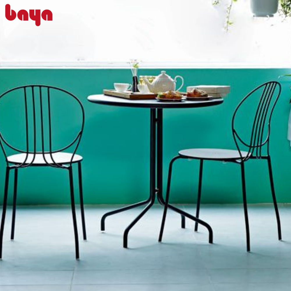 Bàn Ngoài Trời BAYA CAFE-ROYALE Làm Từ Thép Sơn Tĩnh Điện Cao Cấp, Hạn Chế Gỉ Sét, Thiết Kế Hiện Đại Với Mặt Bàn Bo Tròn Và Phần Chân Cứng Cáp