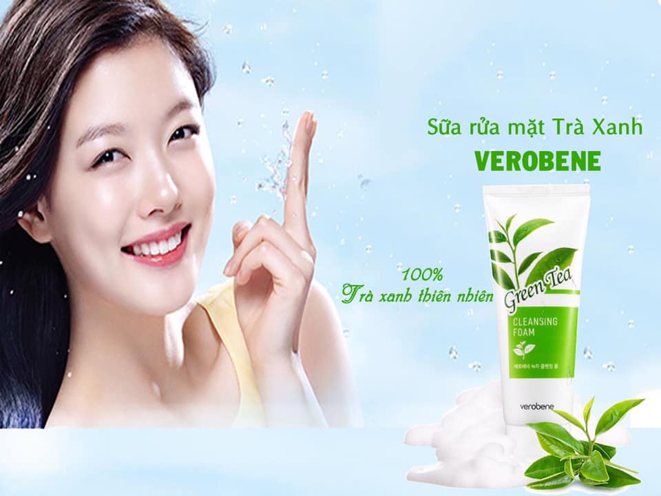 Sữa rửa mặt sạch da kháng khuẩn trà xanh GREEN TEA VEROBENE Hàn quốc ( 150ml) Kèm khuôn mày