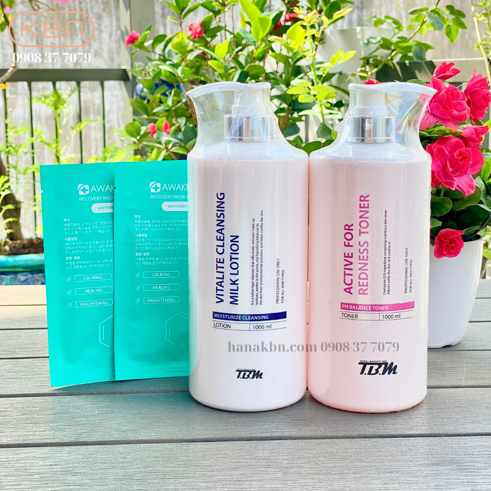 Combo Rửa Mặt Sạch Da Sữa Rửa Mặt TBM 1000ml + Toner TBM 1000ml Tặng 2 Mặt Nạ Soothing