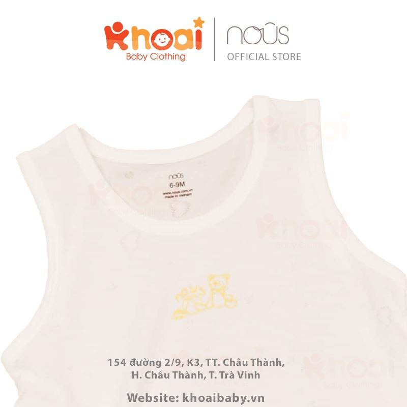 Bộ ba lỗ Nous trắng in trước ngực - Chất liệu Nu Air 95% cotton thiên nhiên