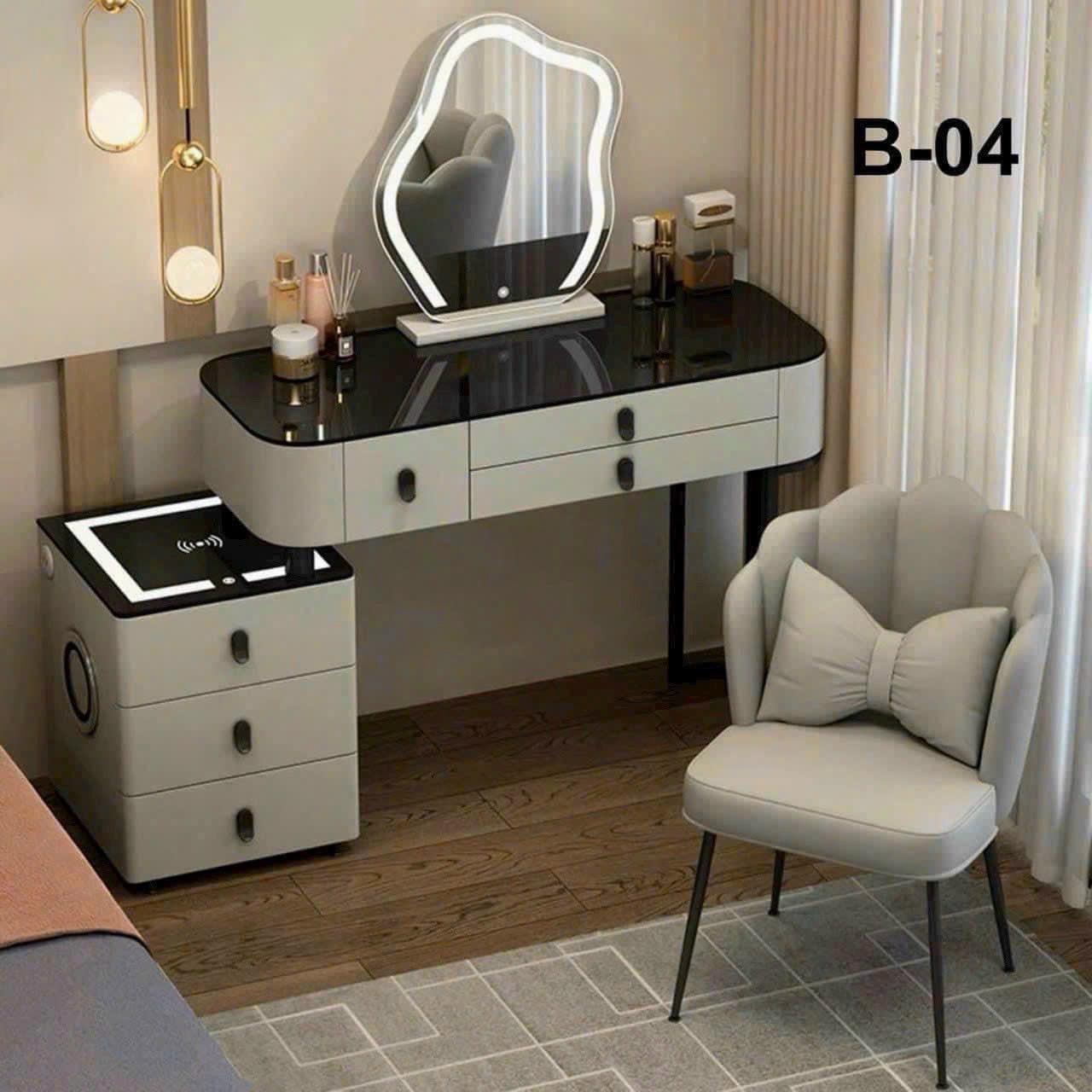 BÀN TRANG ĐIỂM BẮC ÂU,  Bàn trang điểm Nhập khẩu hiện đại , Bàn Trang Điểm Phong Cách Hiện Đại, Sang Trọng Có Sạc Không Dây, Loa Bluetooth,Cổng USB,gương led e màu Hàng Nhập Khẩu