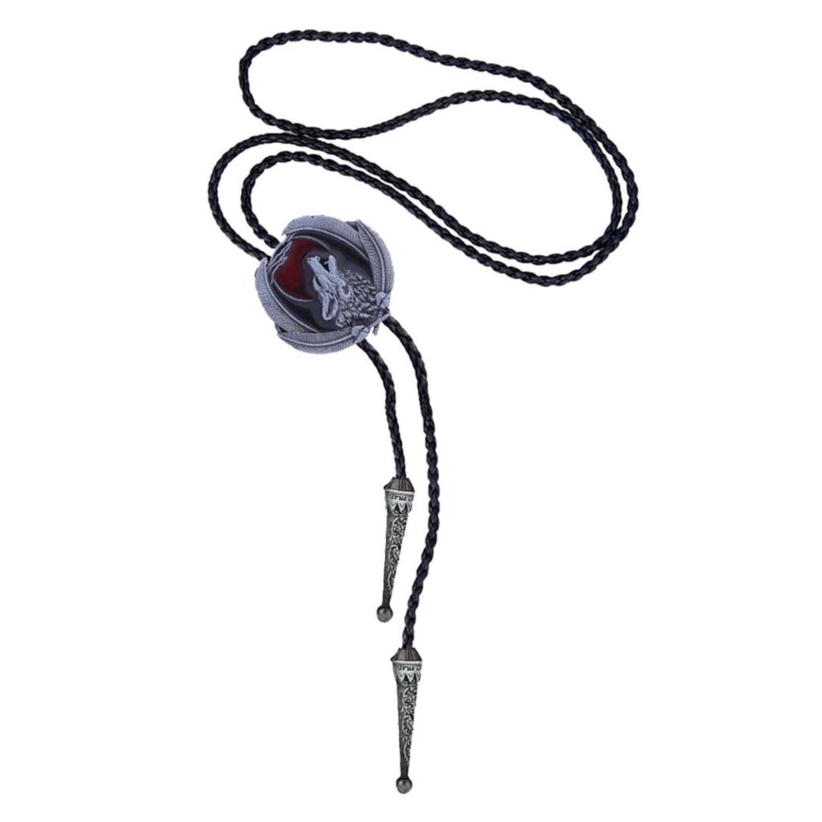 PU Western Bolo Tie Necktie Adjustable Women Men Pendant Costume Necklace