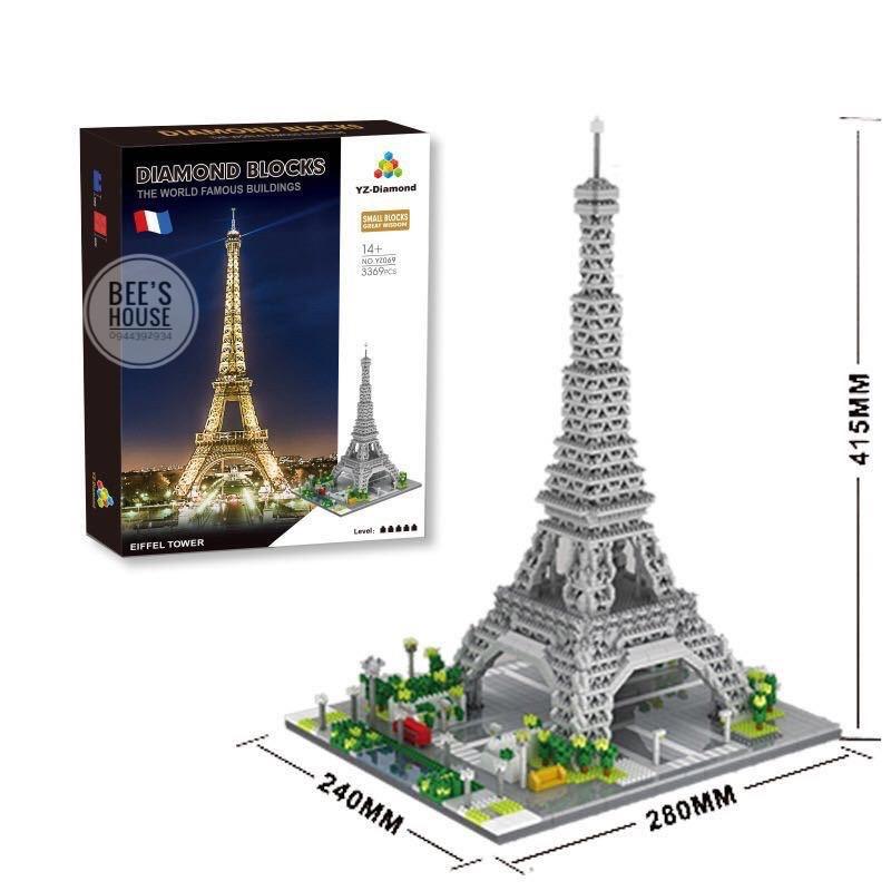 Bộ đồ chơi xếp hình lắp ráp kiến trúc city building- tháp Eiffel Pháp 3600 mảnh ghép đồ chơi xếp hình nanoblock