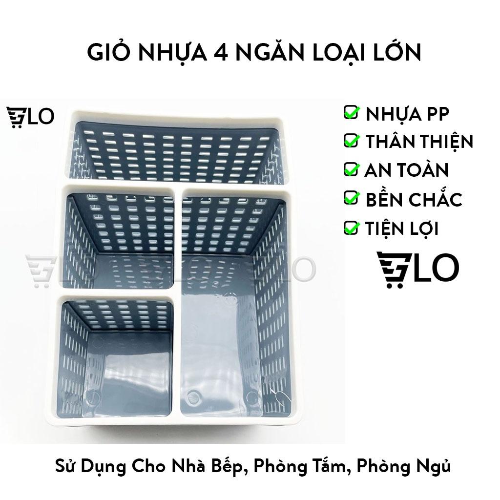 Giỏ Nhựa 4 Ngăn Loại Lớn Để Bút Viết, Vật Dụng, Mỹ Phẩm