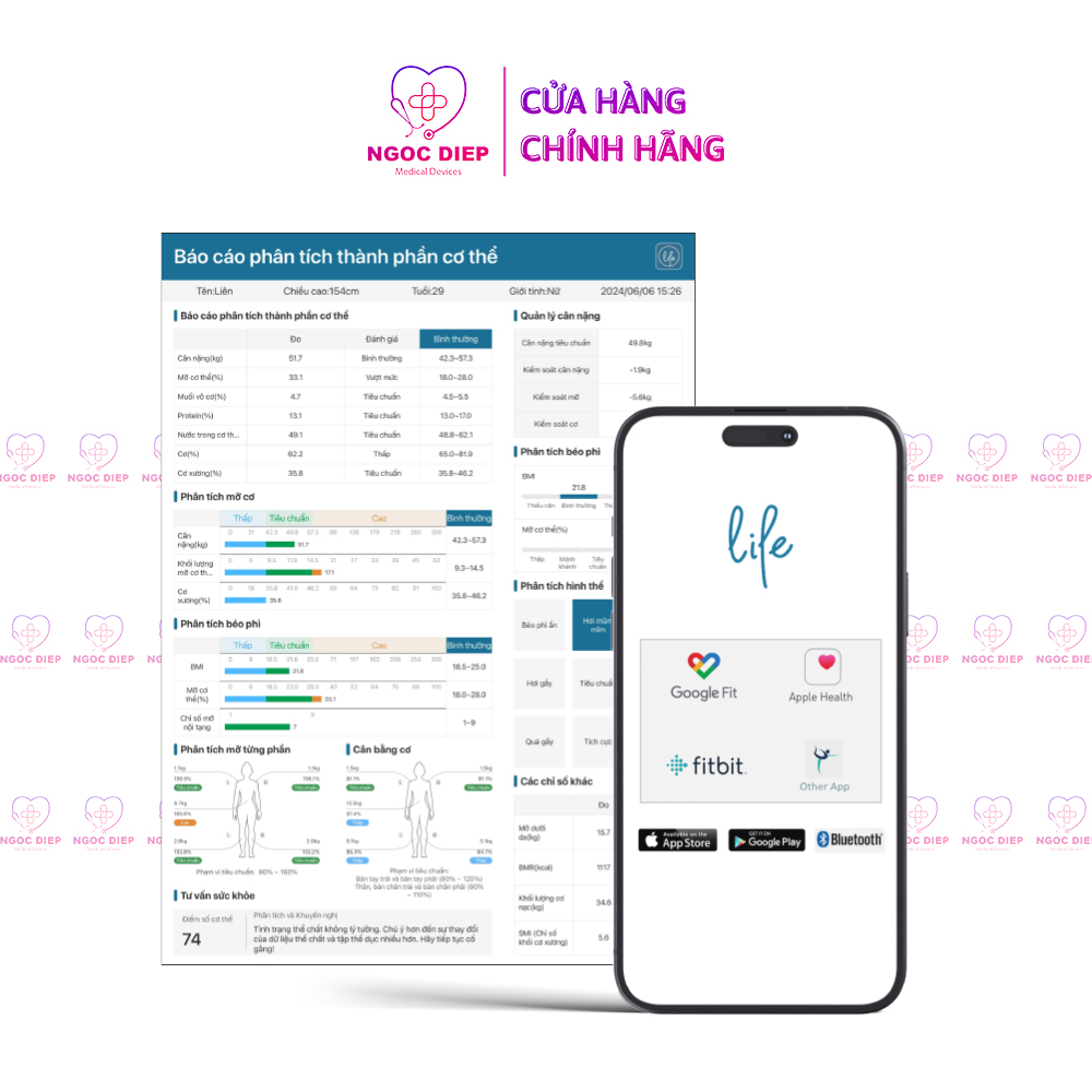 Cân sức khỏe điện tử thông minh OROMI iF2801A - Có chỉ số Inbody kết nối qua app (tặng kèm pin)