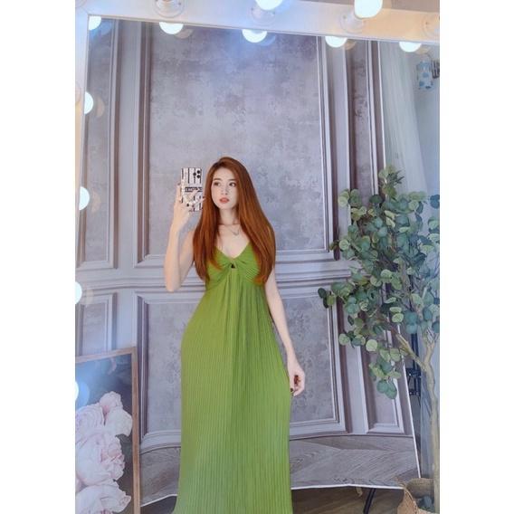 Đầm maxi hai dây nhỏ dập ly xoắn ngực siêu đẹp bkfrreship