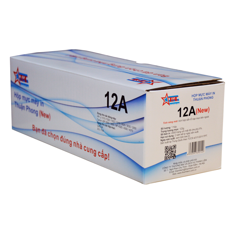 Hộp mực Thuận Phong 12A dùng cho máy in HP LJ 1010/ 1020/ 3030/ 3050/ Canon LBP 2900/ 3000/ MF 4000/ 4100 - Hàng Chính Hãng