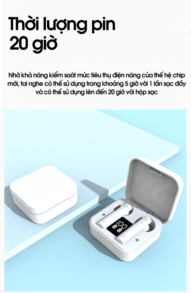 Tai nghe bluetooth nhét tai phiên bản quốc tế True Wireless cảm ứng vân tay thông minh PKCB PF1014 237 - Hàng chính hãng