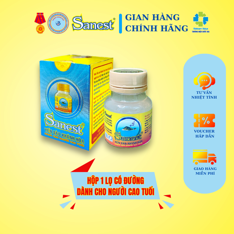 [Combo 5 lọ] Nước Yến sào Khánh Hòa Sanest dành cho người cao tuổi có đường đóng lọ 70 ml