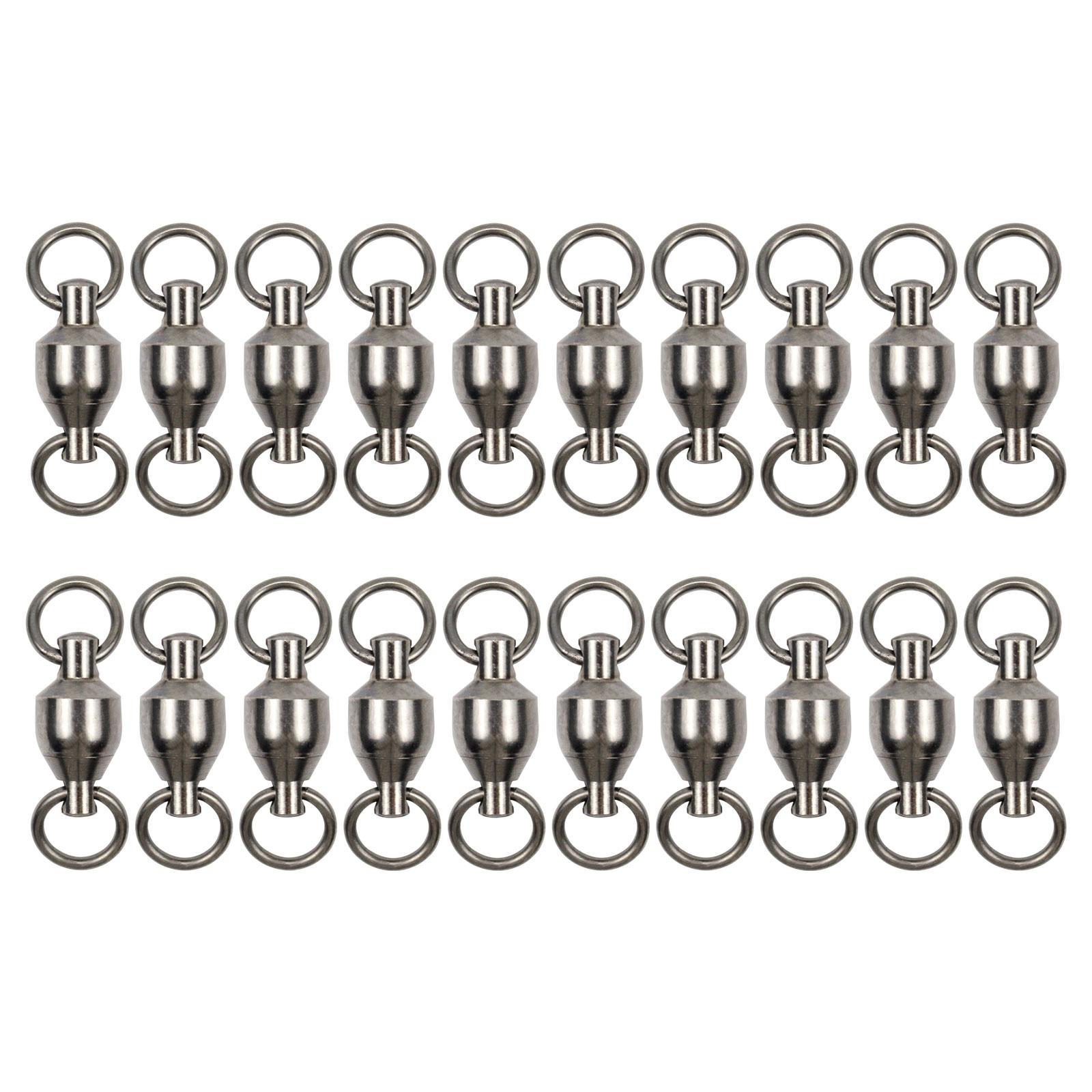 20x Fishing Swivels, Ball Bearing Swivels, Small Reusable High Strength for Freshwater Saltwater Barrel Swivels, Gray
