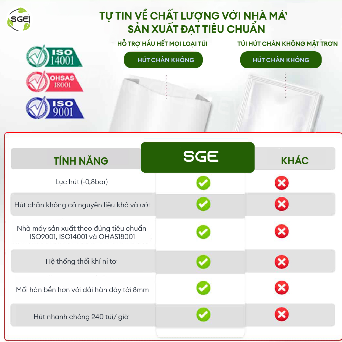 Máy hút chân không công nghiệp VC99 - Hàng chính hãng SGE. Dùng hút được mọi loại túi, tốc độ cao, phù hợp cho shop kinh doanh, doanh nghiệp