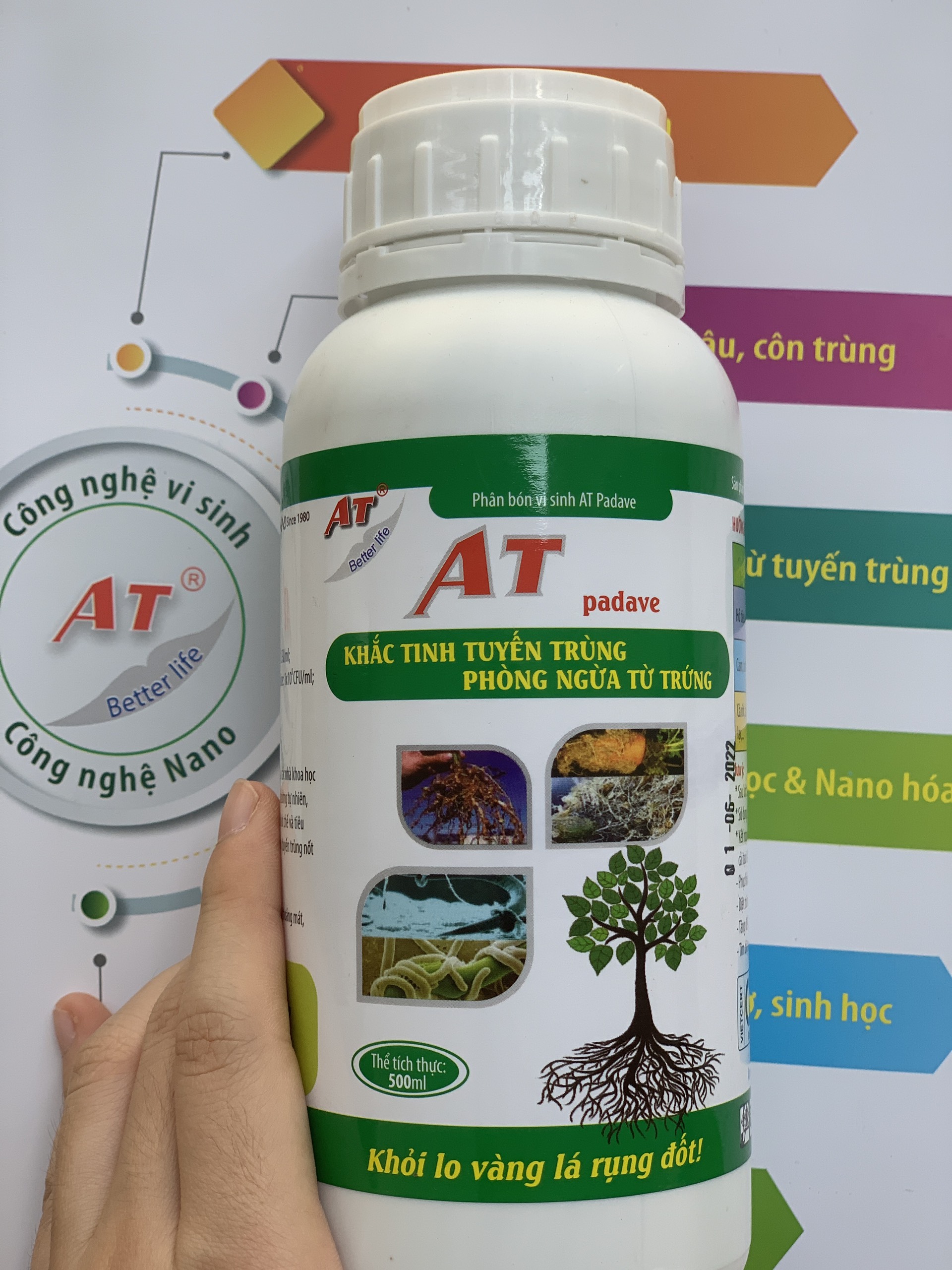 Thuốc Đặc Trị Tuyến Trùng Triệt Để Từ Trứng Và Ấu Trùng Không Ảnh Hưởng Đến Giun Đất - AT Padave 500ml