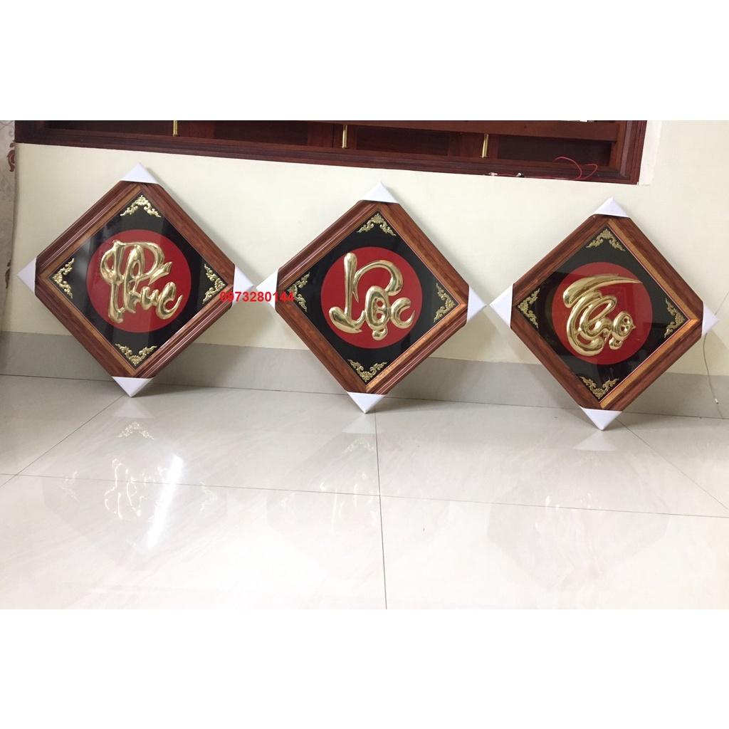 Combo bộ tranh chữ Phúc -Lộc - Thọ bằng đồng nguyên chất 52cm khung giả gỗ