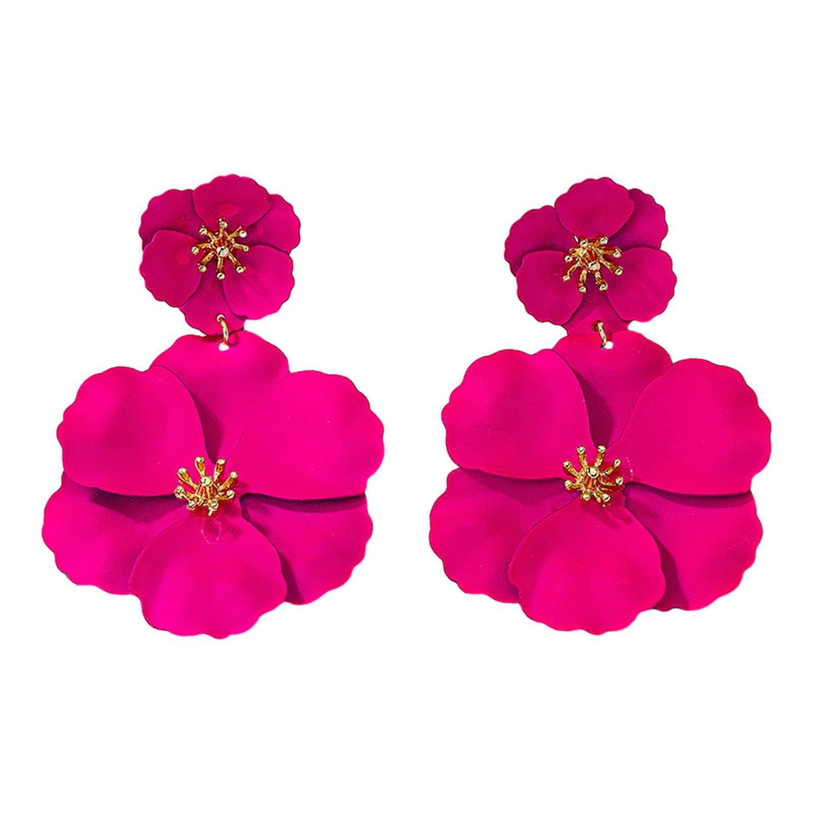Flower Dangle Earrings Drop Earrings Matte Bohemian Chic Metal Stud Earrings Floral Petal Earrings for Engagement Women Girls