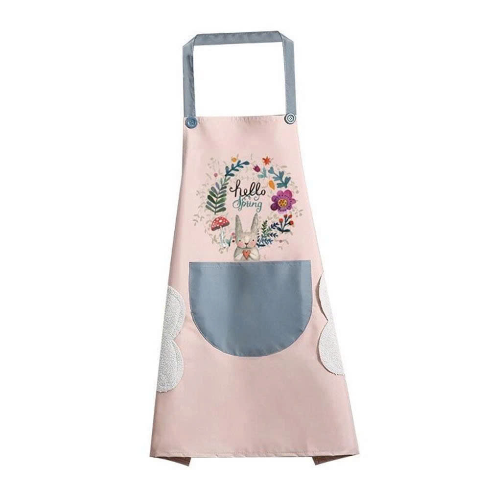 Tạp dề chống thấm có túi để điện thoại và chỗ lau tay tiện lợi, giao màu mẫu ngẫu nhiên Tạp Dề Polime Không Thấm Nước, Sạch Sẽ Cute