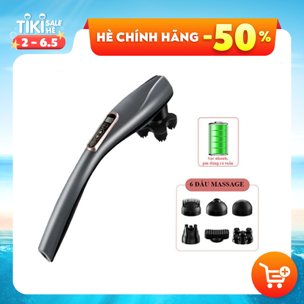 Máy Đấm Lưng Massage Cầm Tay Sạc Pin Không Dây 6 Đầu Phiên Bản Mới Nhất 2021