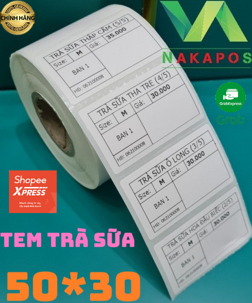 TEM TRÀ SỮA | Size 50X30 | 33.000đ/cuộn - 30 mét