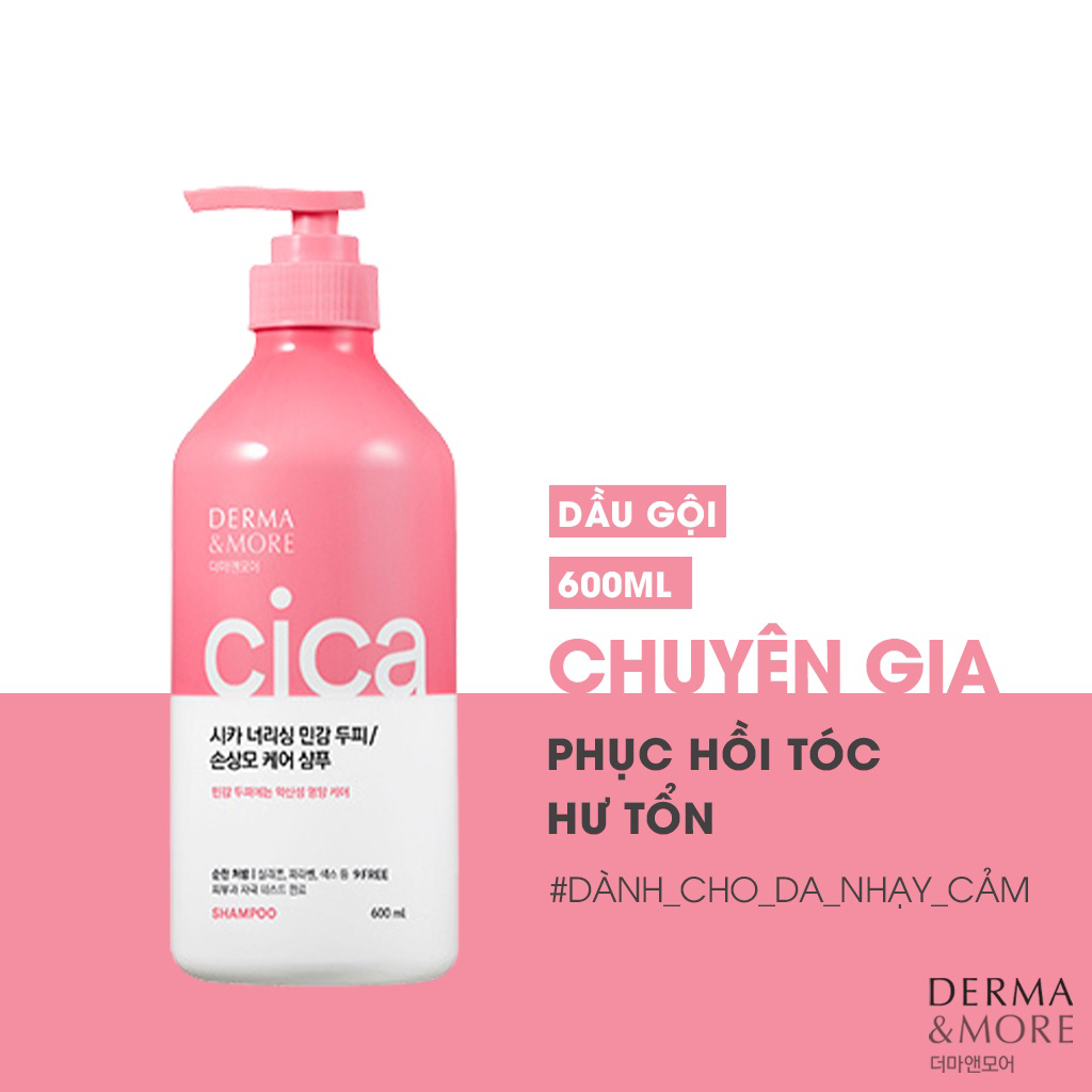 Dầu gội và dầu xả phục hồi tóc hư tổn giảm bết Derma &amp; More CERAMIDE giảm gãy rụng, dưỡng tóc bóng khỏe 600ml