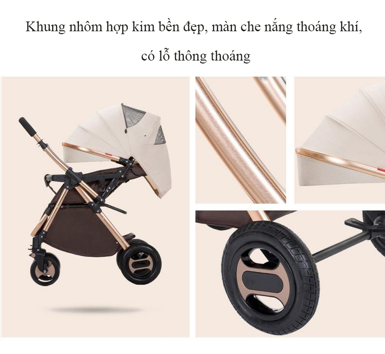 Xe Đẩy em bé 2 Chiều Gấp Gọn,Thiết Kế Châu Âu, Năng Động, Hợp Kim, Trọng tải 80kg