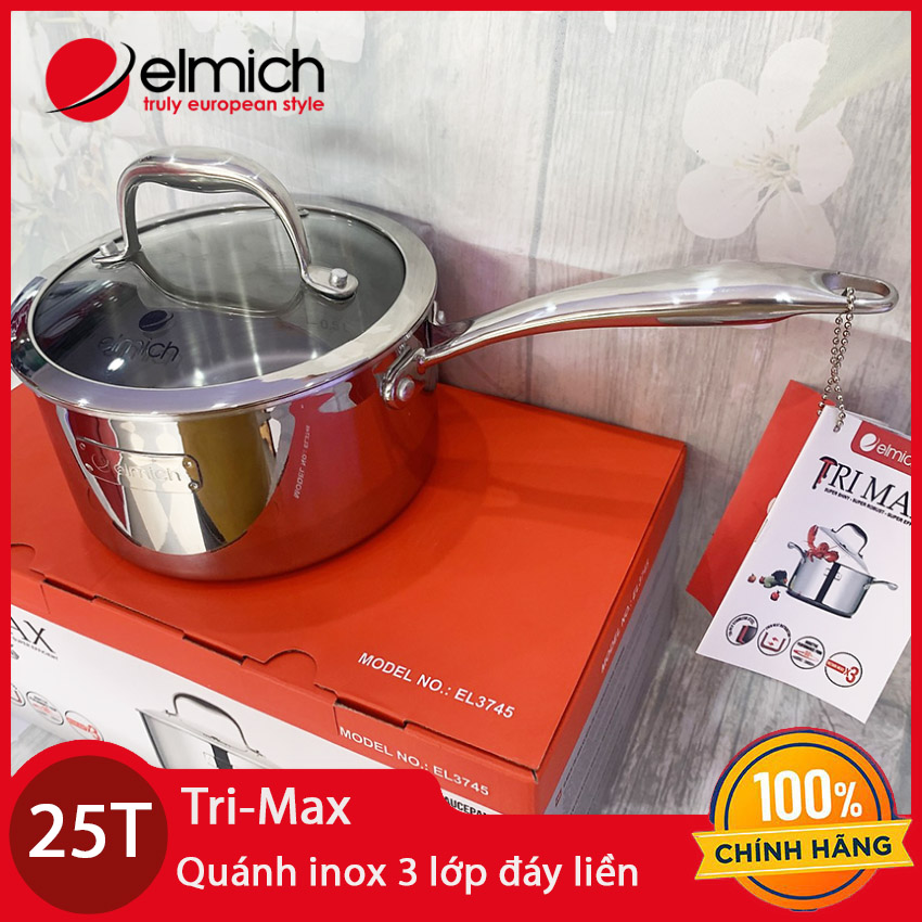 Quánh Nấu Bột Inox Elmich Trimax Đáy Liền Cao Cấp Size 16Cm- Hàng Chính Hãng